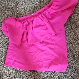 Source Unknown Vibrant Pink Off-Shoulder Blouse